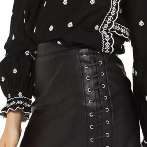 Lace-Up Faux Leather Miniskirt